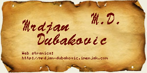 Mrđan Dubaković vizit kartica
